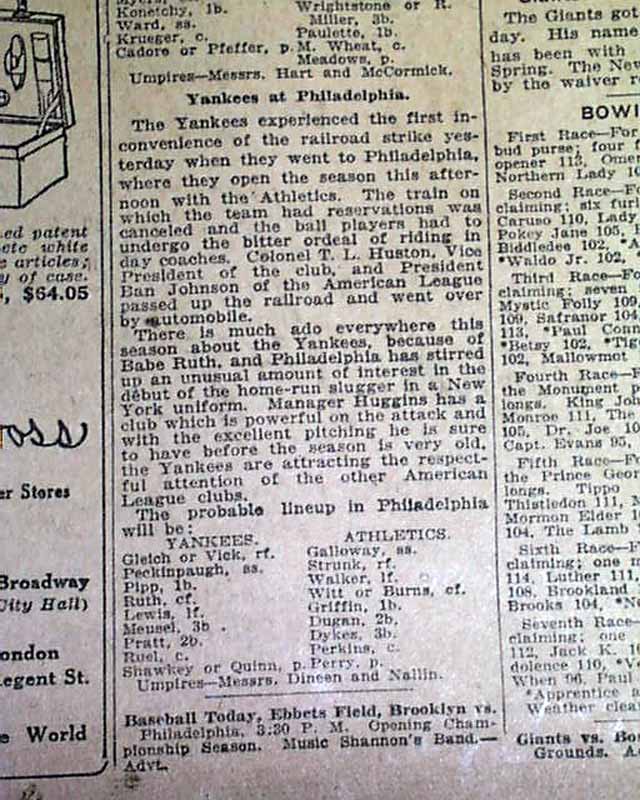 April 12, 1916: Babe Ruth's throwing error costs him an Opening Day shutout  – Society for American Baseball Research