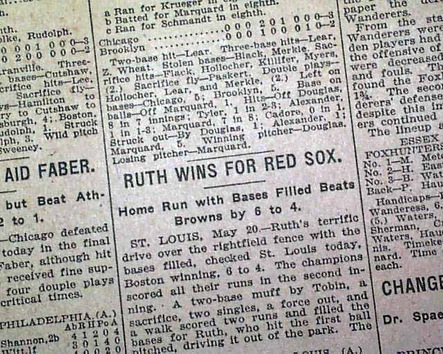 July 18, 1919: Babe Ruth's game-winning grand slam leads to Tris