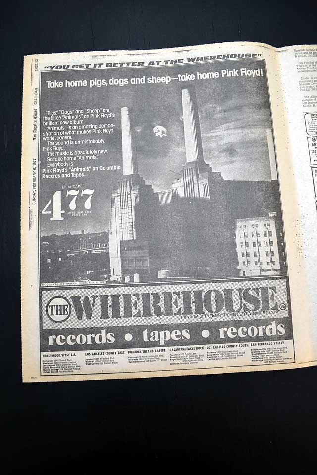 1977 Pink Floyd's "Animals" album advertisement...
