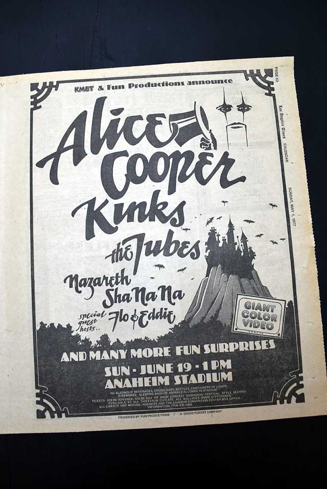1977 "Alice Cooper" live concert advertisement...