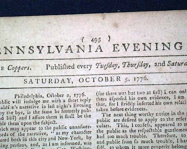 Events at Ticonderoga... Front page letter signed by Washington...