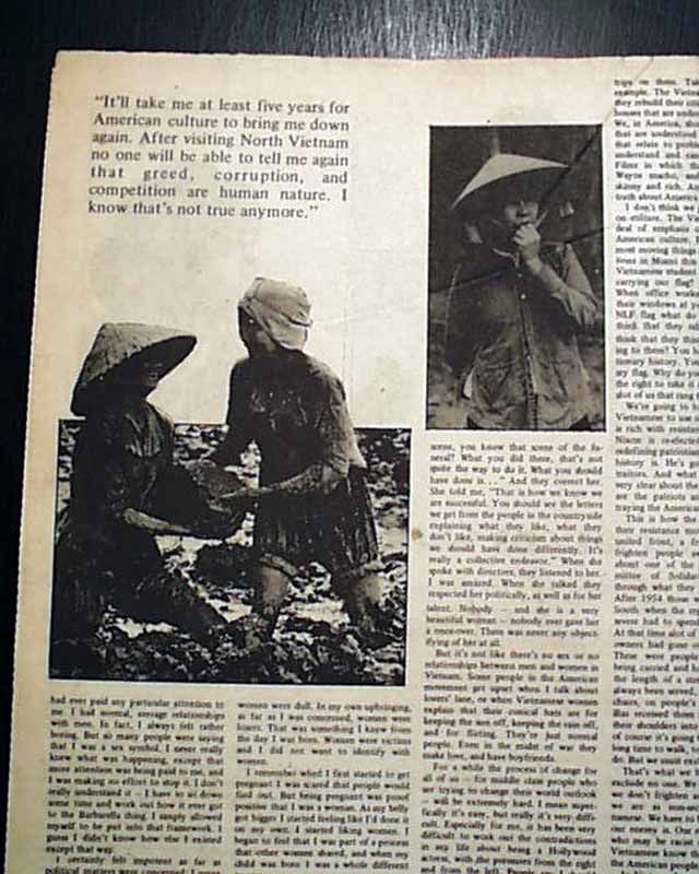 Jane Fonda's Hanoi visit in this "hippie" newspaper...