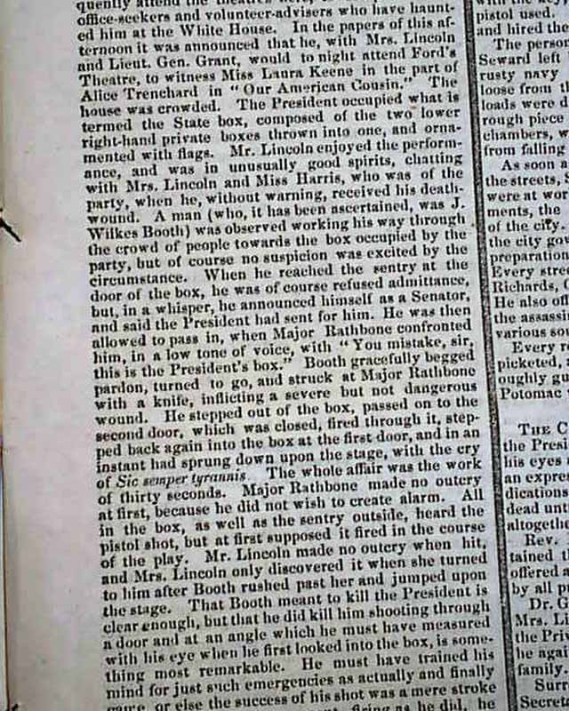 Lincoln's Assassination: 1st Report In An Anti-slavery Newspaper ...