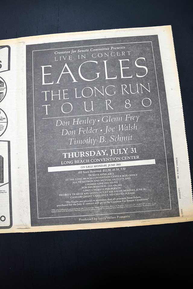 1980 "Eagles" live concert advertisement...
