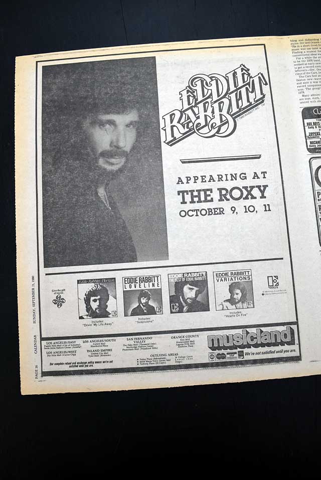 1980 "Eddie Rabbitt" live concerts advertisement...