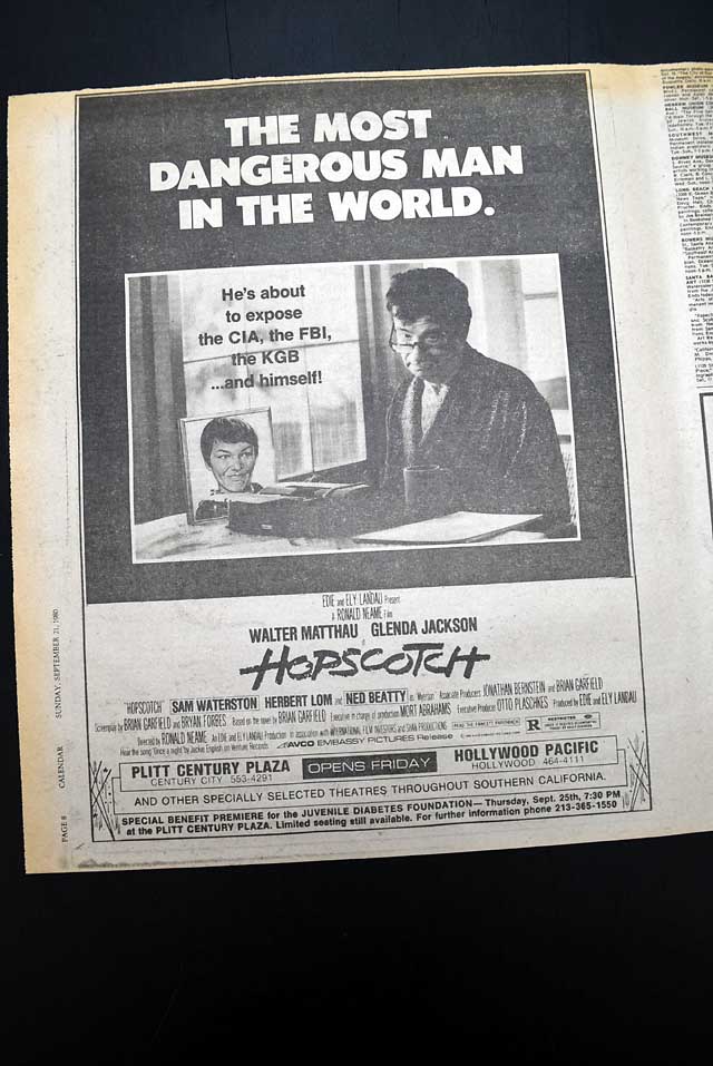 1980 opening day premiere "Hopscotch" film L.A. advertisement...