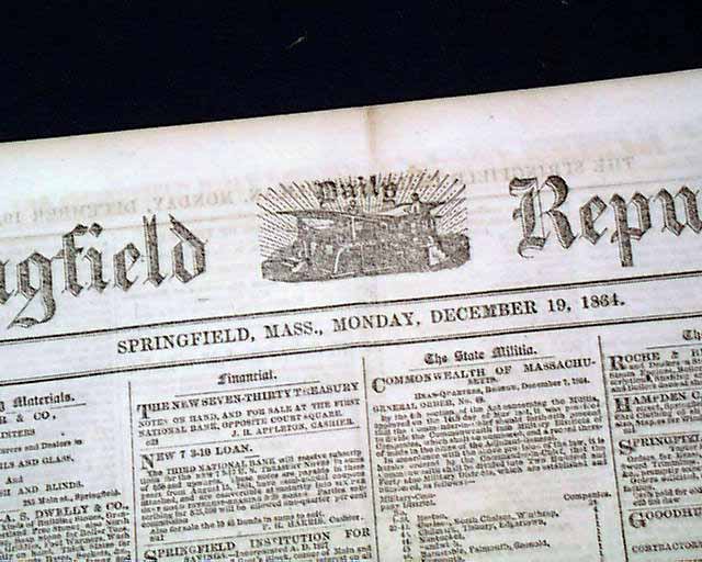 1864 Springfield MA Newspaper.... - RareNewspapers.com