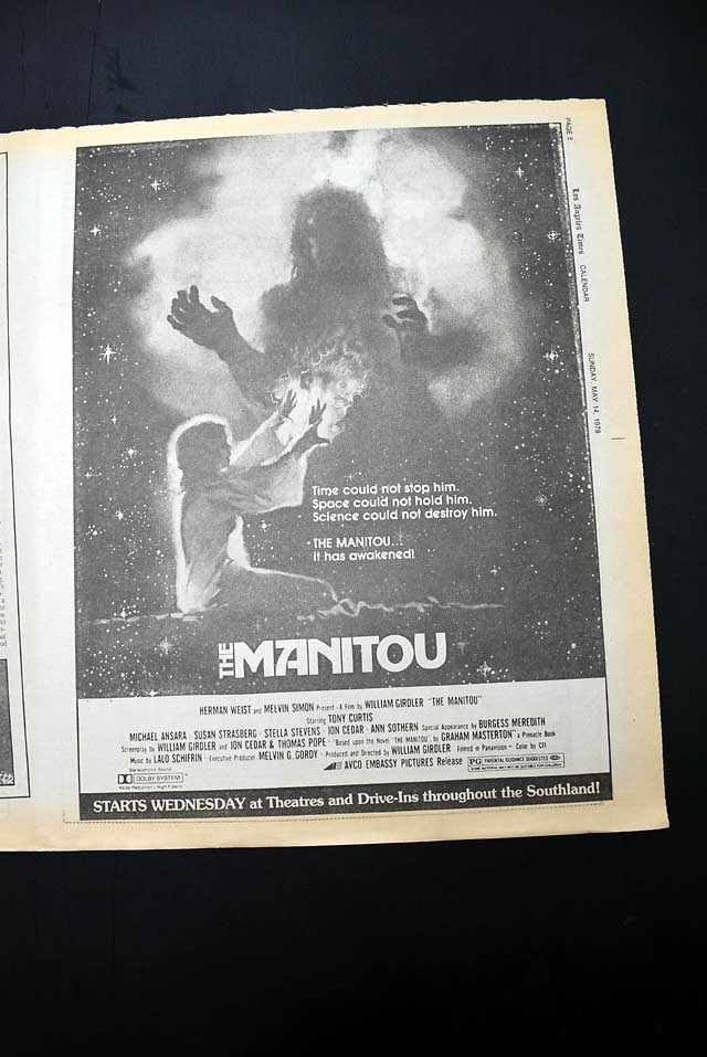 1978 opening day premiere of "The Manitou" film advertisement...