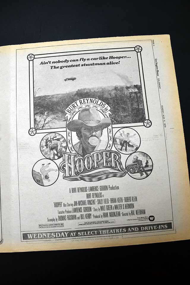 1978 opening day premiere of "Hooper" film advertisement...