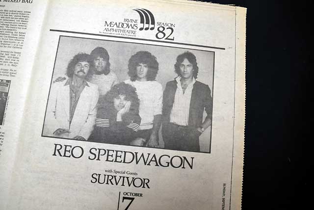 1982 "REO Speedwagon" live L.A. concert advertisement...