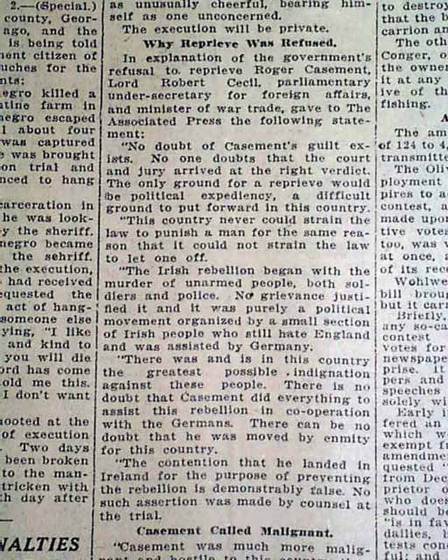 Roger Casement executed in 1916.... - RareNewspapers.com