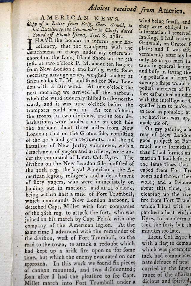 News of Cornwallis' surrender...   Benedict Arnold & the Battle of Groton Heights...