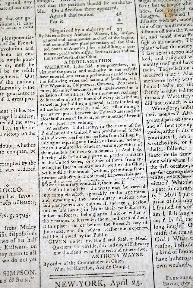 Proclamation by General Anthony Wayne...