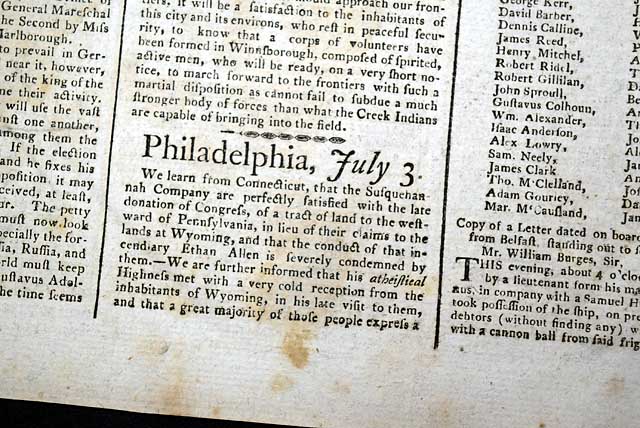 Land dispute settled between Pennsylvania & Connecticut...