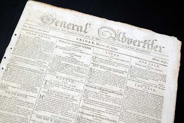 Published by the grandson of Ben Franklin - from during George Washington's administration...