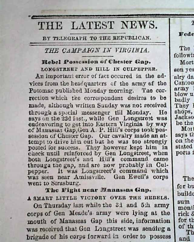 1863 Springfield MA Newspaper.... - RareNewspapers.com