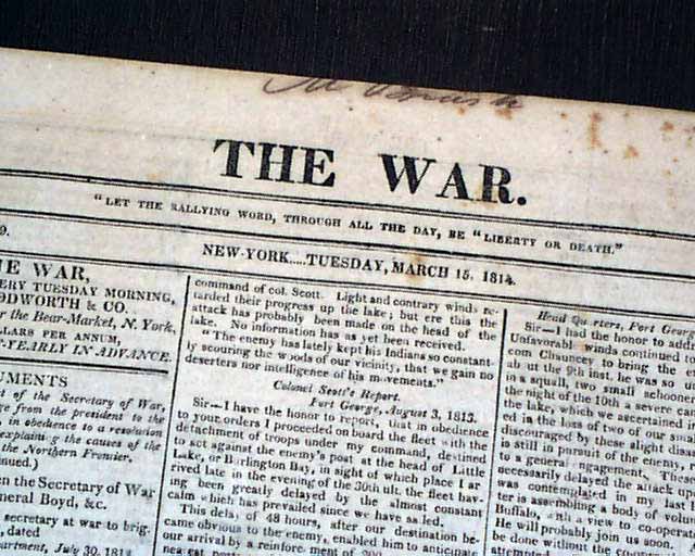 War of 1812... John Armstrong Jr....