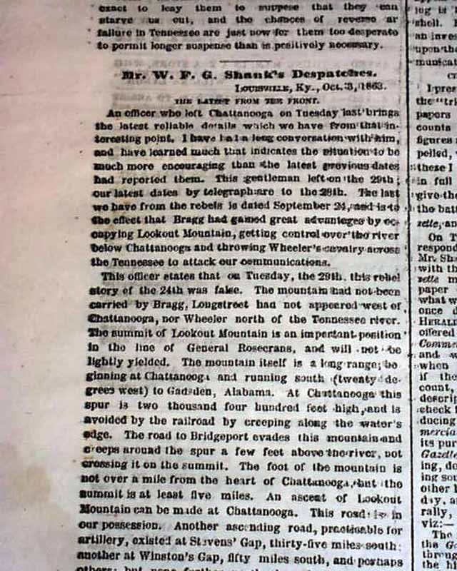 1863 Civil War...Chattanooga Tennessee... - RareNewspapers.com