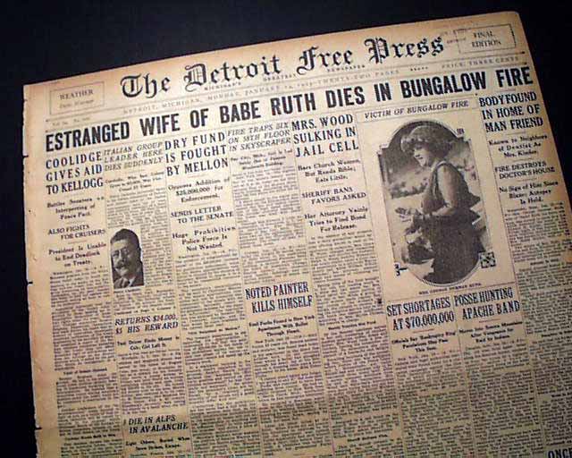 Four issue set on the death & funeral of Babe Ruth's estranged wife 