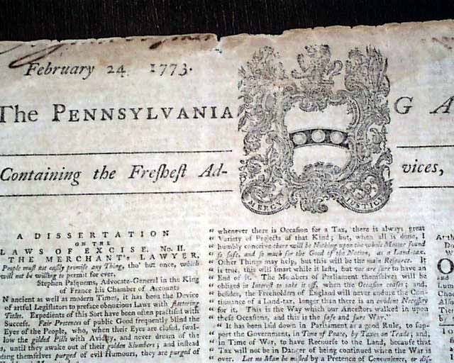 Colonial newspaper once published by Benjamin Franklin ...