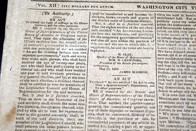 Louisiana becoming a State?   Indians at Vincennes...