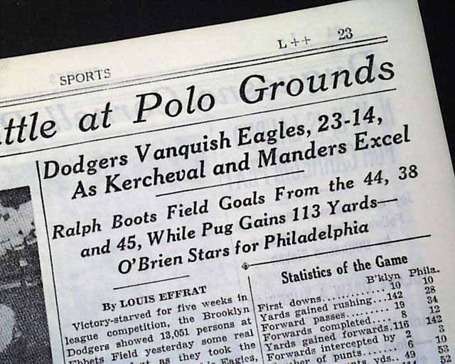 The first televised football game was played Sept. 30, 1939