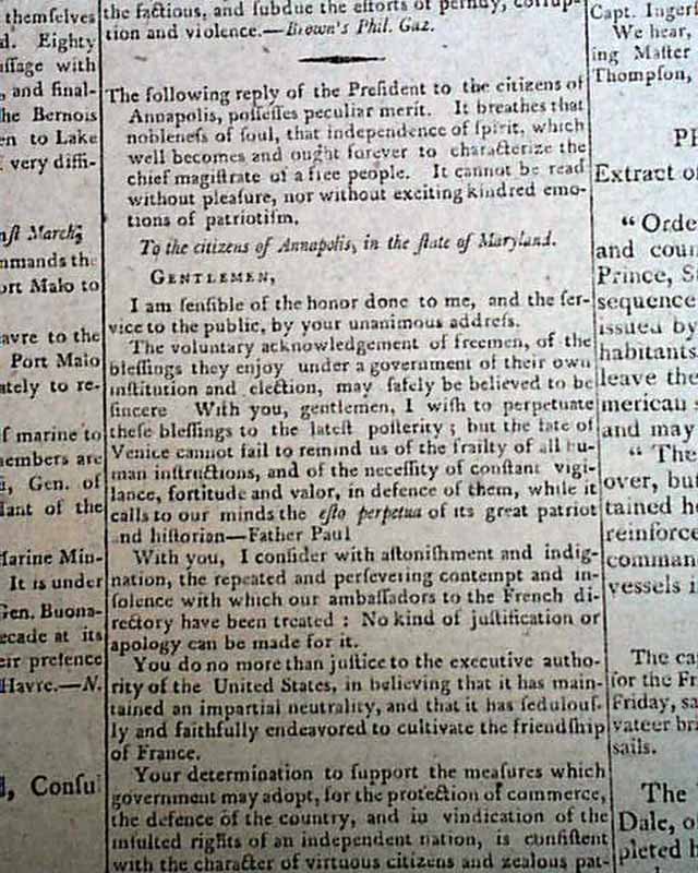 President John Adams Letter Of Patriotism RareNewspapers