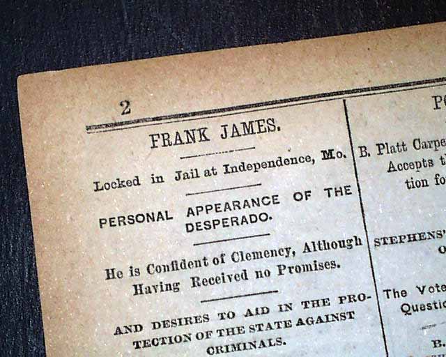 Great report on "desperado" Frank James...
