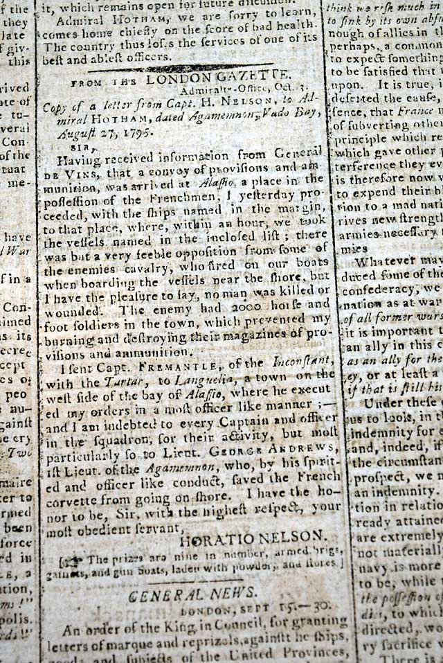 Poem by a Virginia slave, "Negroe's Prayer"... A letter from Horatio Nelson...