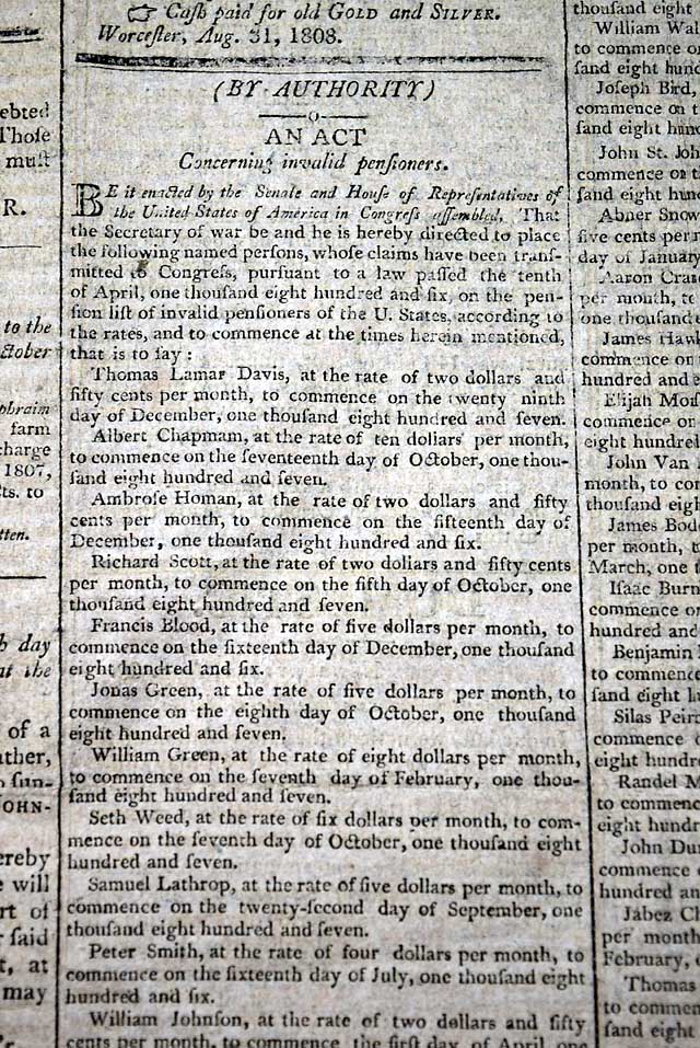President Thomas Jefferson and the 'invalid pensioners'...