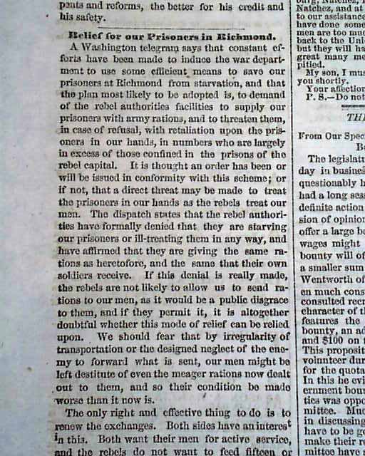 1863 Springfield Massachusetts Newspaper....