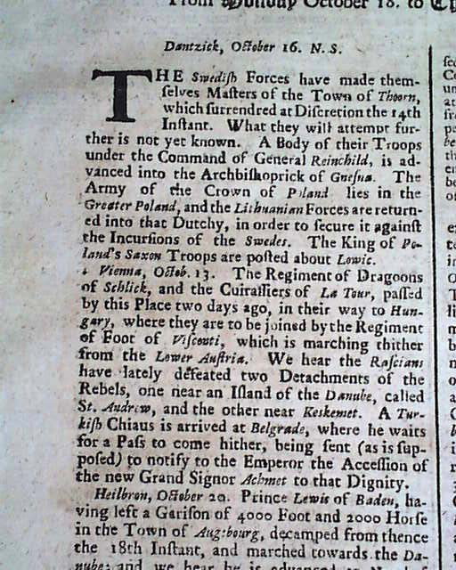 World's Oldest NEWSPAPER 1703 Gazette 302 YEARS OLD...