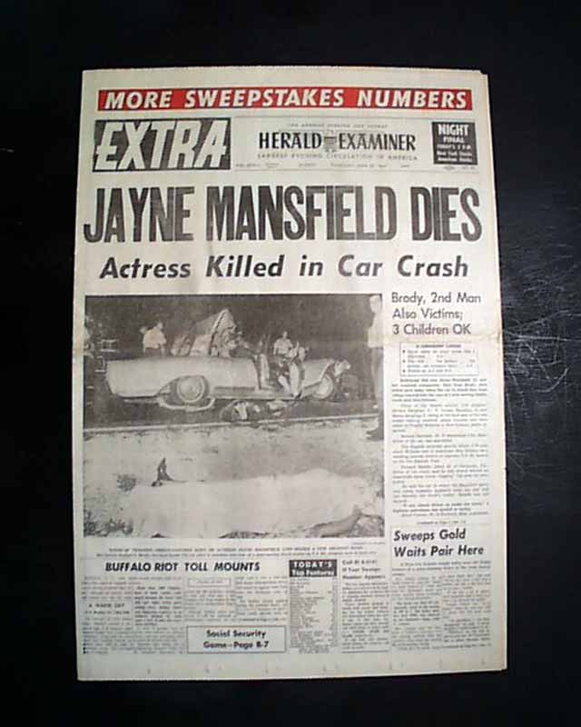 Death of actress Jayne Mansfield... - RareNewspapers.com