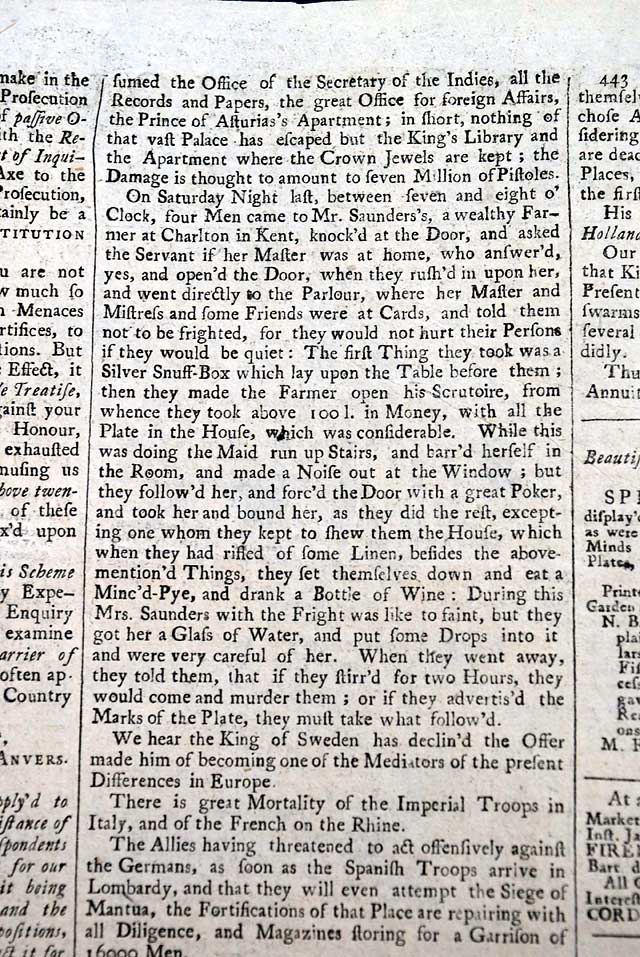 News of the day from 1735...