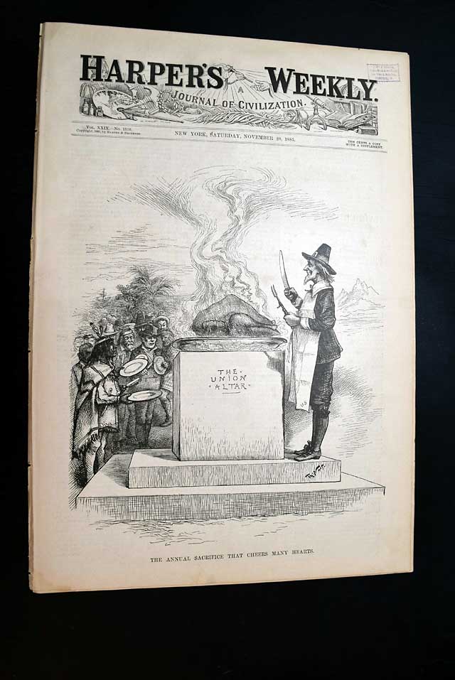 Thomas Nast...  Pilgrim with turkey...  The execution of Louis Riel... Billiards..   Texas...