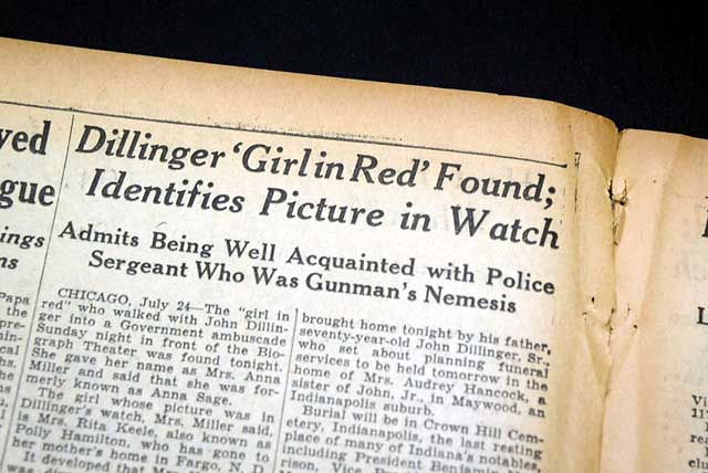 John Dillinger's death...  "Woman in Red"...