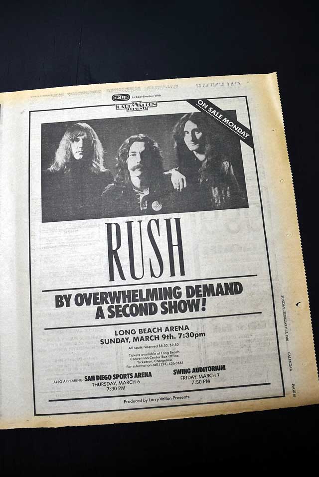 1990 "Rush" live L.A. concerts advertisement...