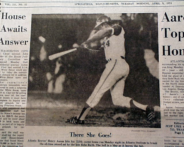 Jurgens Bekker Attorneys - TODAY IN HISTORY - 8 APRIL 1974 Hank Aaron  breaks Babe Ruth's all-time home run record On April 8, 1974, Hank Aaron of  the Atlanta Braves hits his