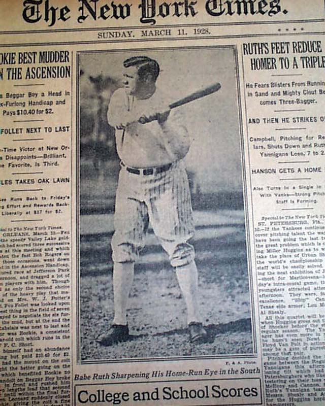 1928 Babe Ruth photo.... | RareNewspapers.com
