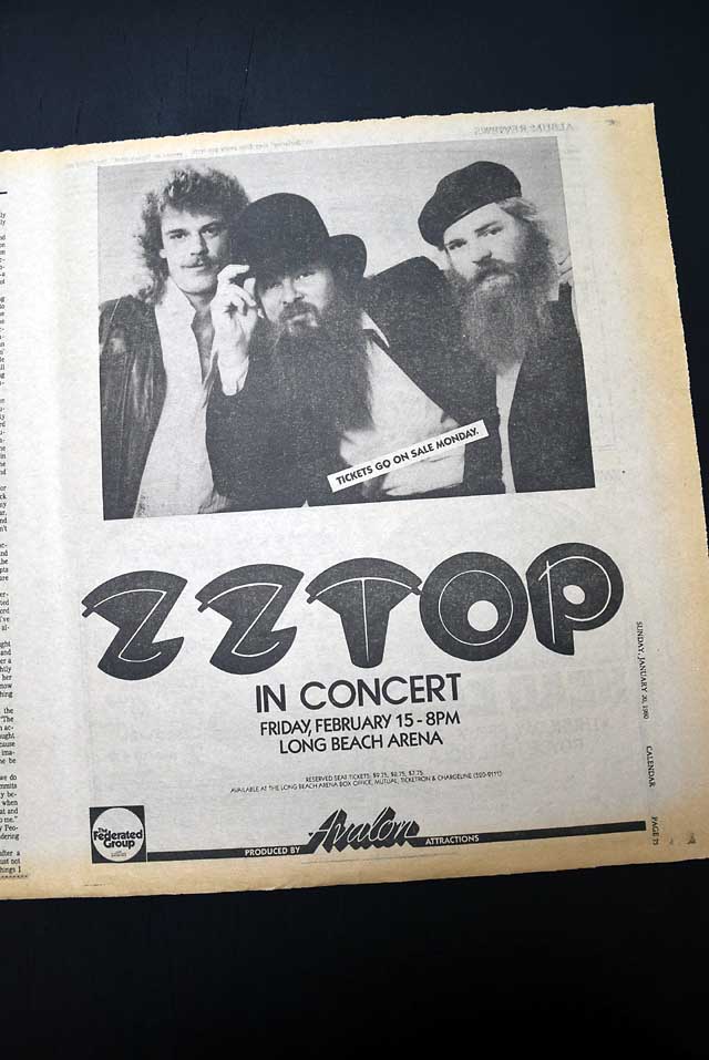 1980 "ZZ Top" concert advertisement...