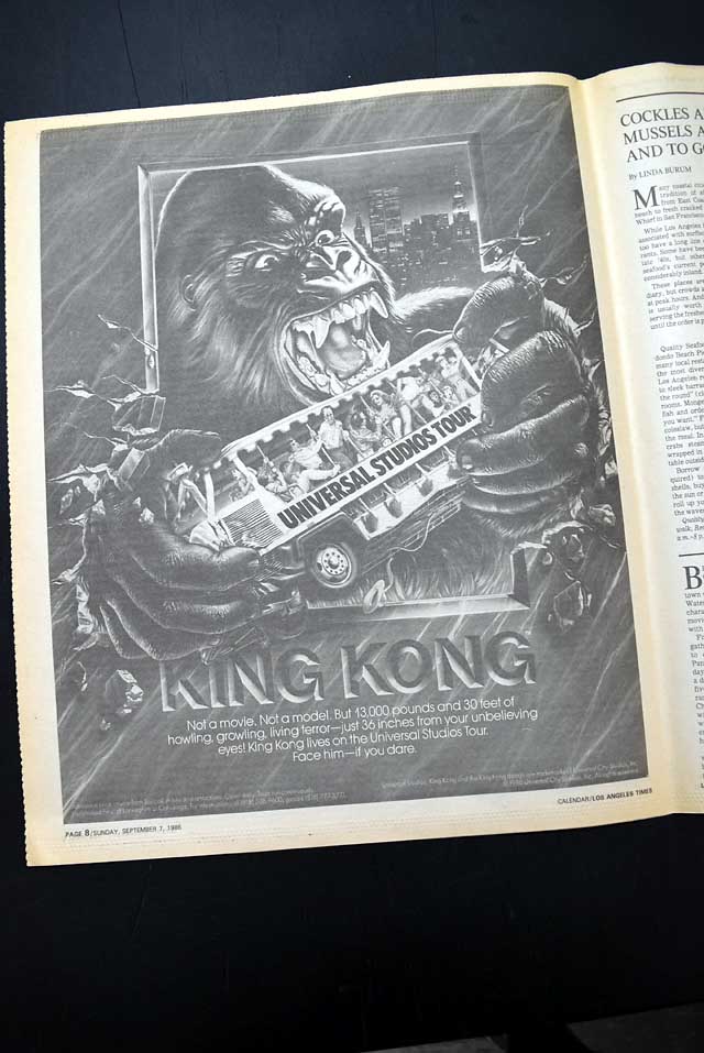 1986 Universal Studios "King Kong Encounter" advertisement...