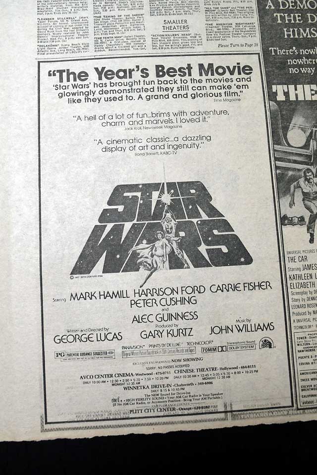 1977 "Star Wars" film L.A. advertisement...