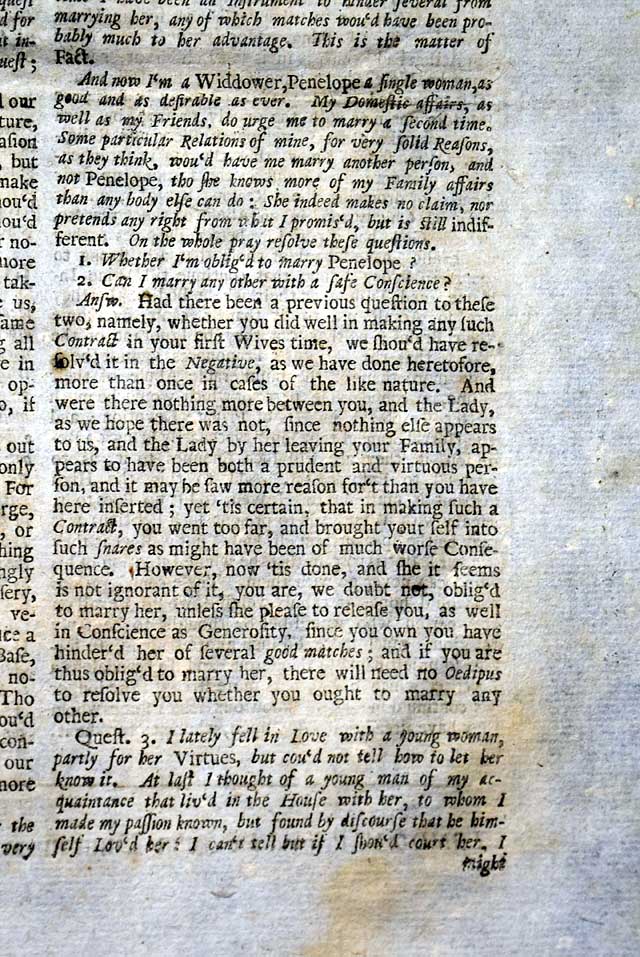 Very first of the advice column newspapers...