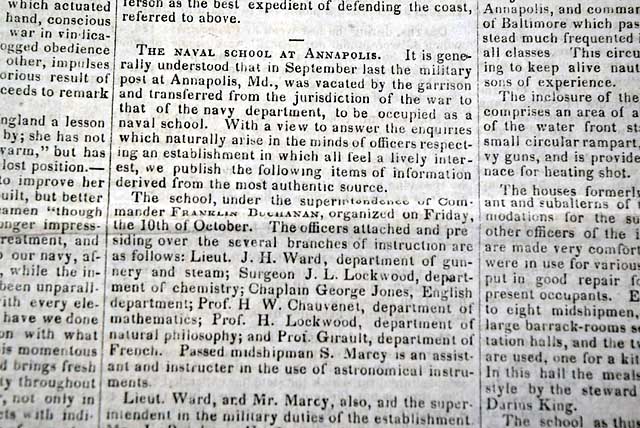 Creating  the Naval Academy at Annapolis...   Arresting Brigham Young...