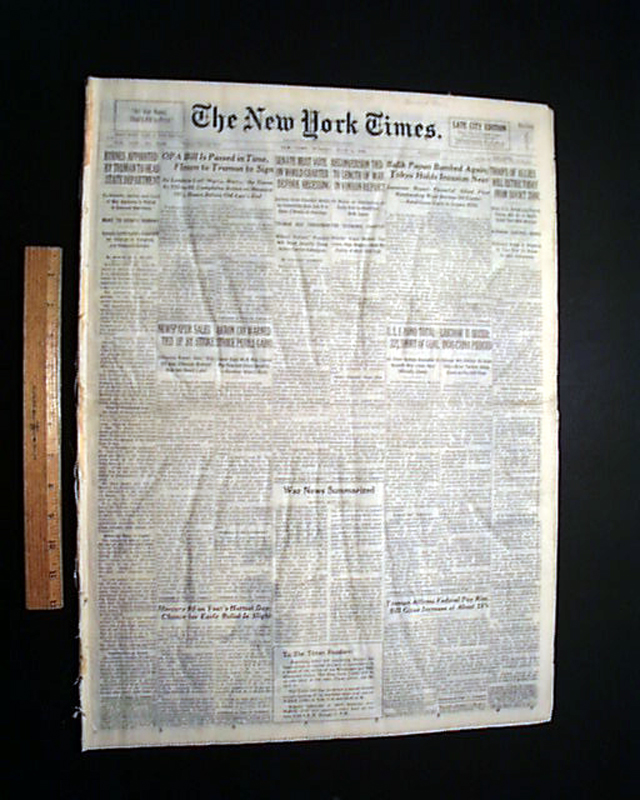 Newspapers went on a strike in New York in 1945. But journalists