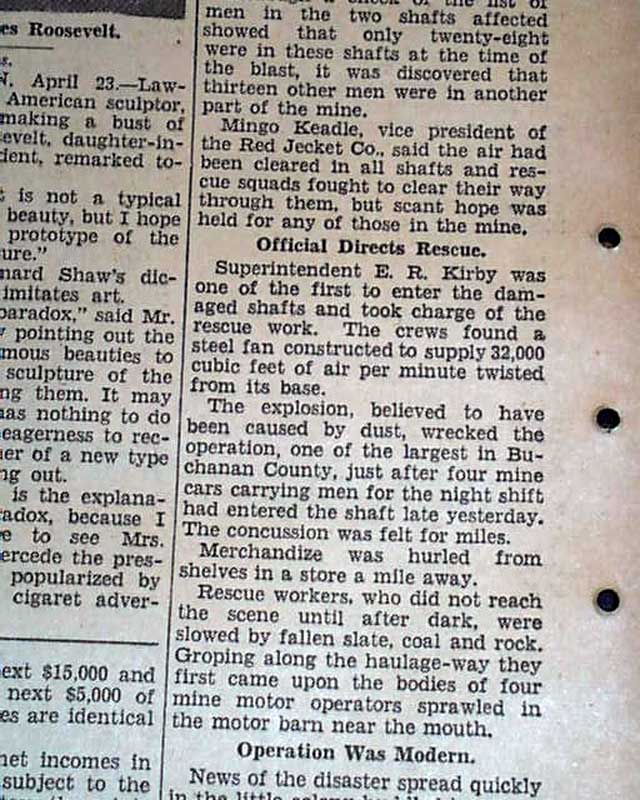 1938 Grundy, Virginia coal mine explosion.....