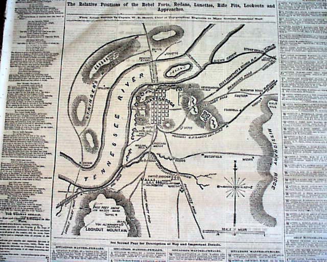 Chattanooga Tn 1863 Civil War Map 9022