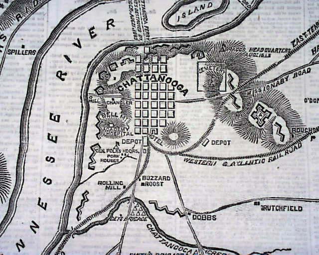 Chattanooga Tn 1863 Civil War Map 6192