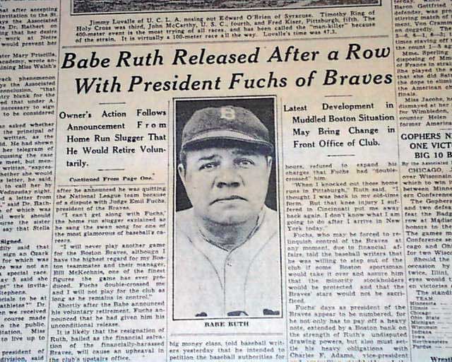 Atlanta Braves News Now - On this day in 1935  Babe Ruth hit an