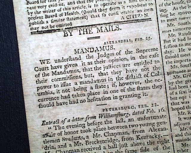 Marbury Vs Madison Case Rarenewspapers